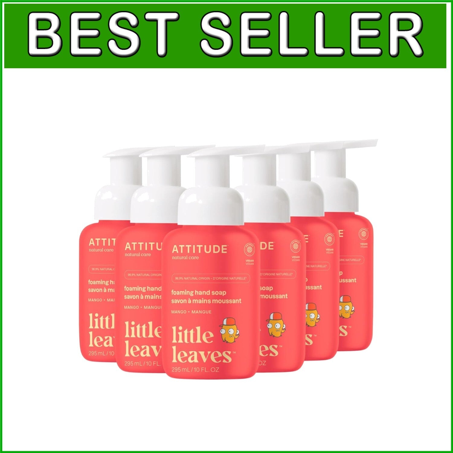 Dermatologically Tested Vegan Hand Soap for Kids – Refreshing Mango, 10 Fl Oz