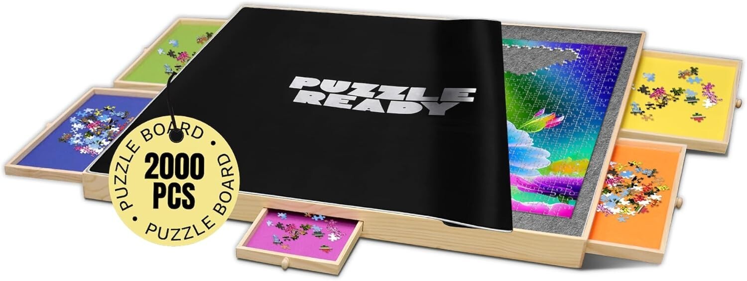 41" x 32" Jigsaw Puzzle Table with Removable Felt Mat - Ideal for Puzzle Lovers