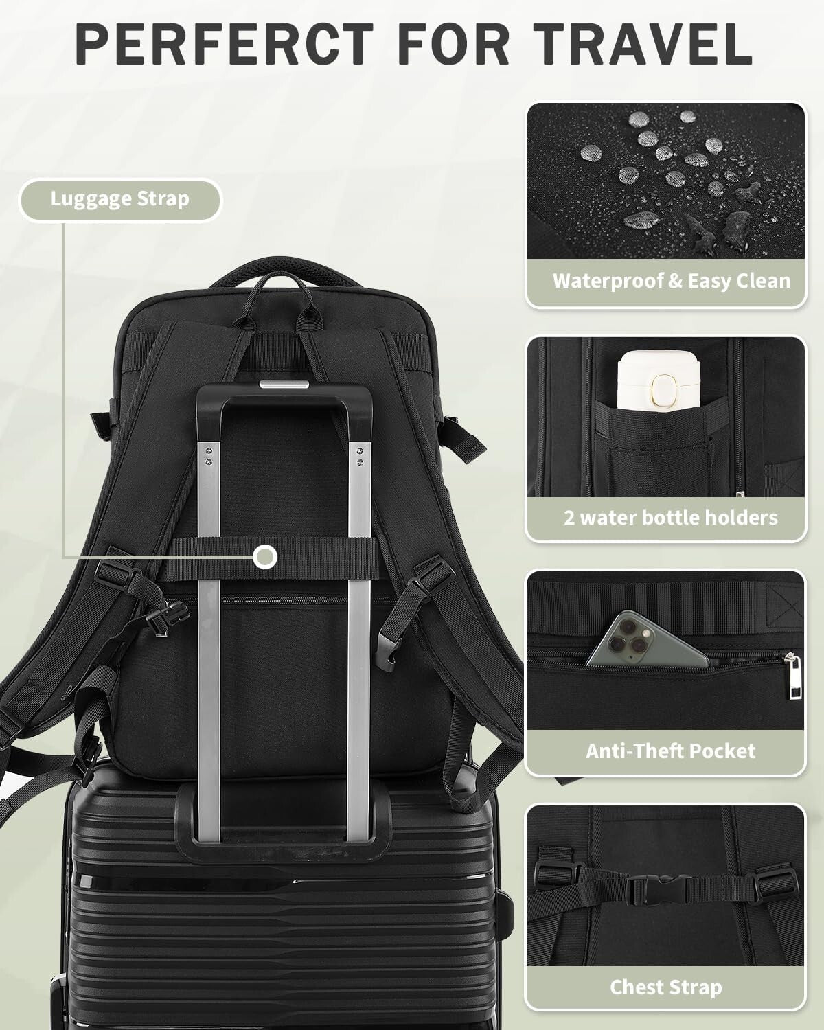 Ergonomic Travel Backpack with Packing Cubes - 40L Waterproof Adventure Bag