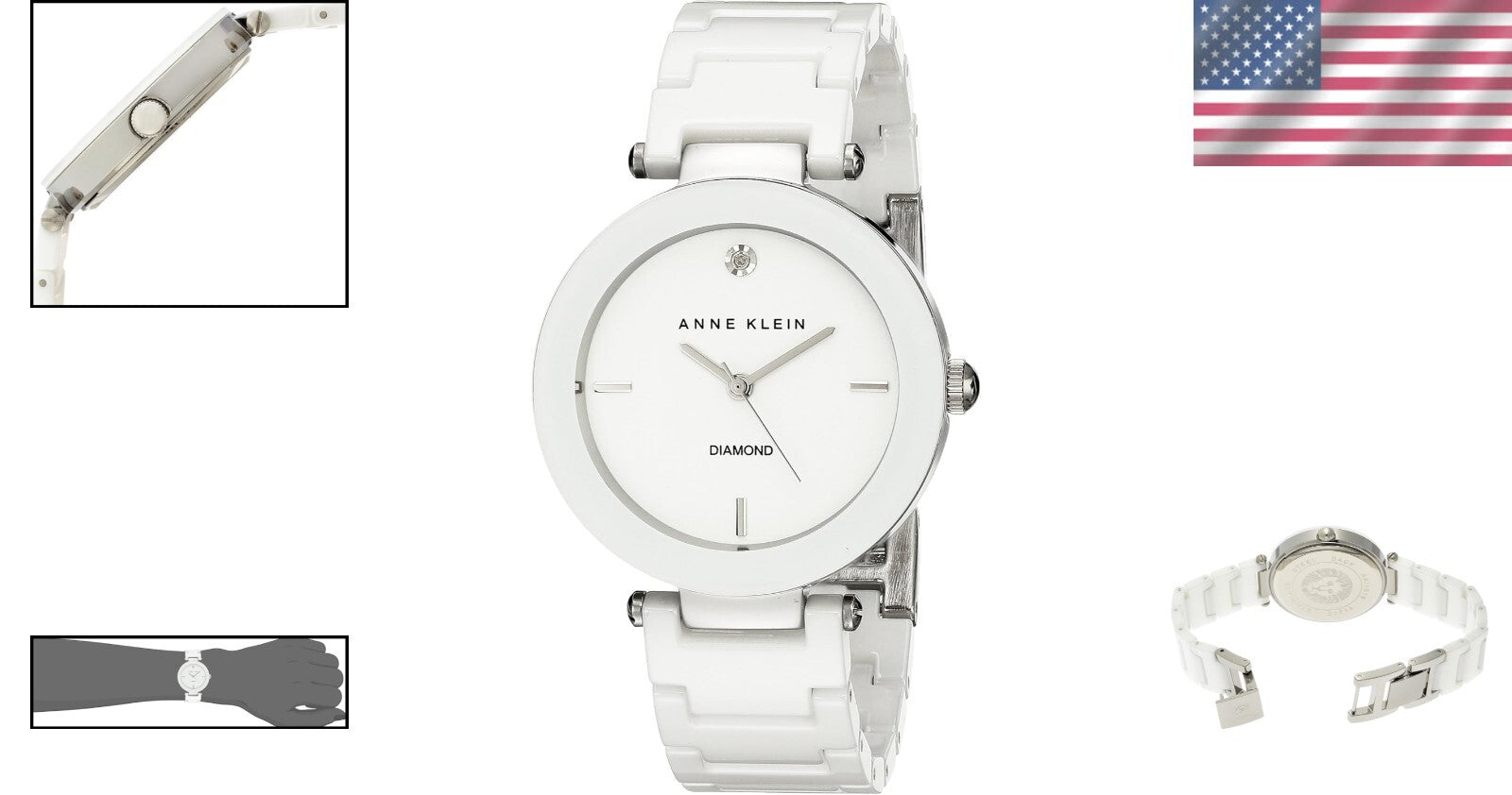 Elegant Women's Ceramic Timepiece with Diamond and Adjustable Link Bracelet