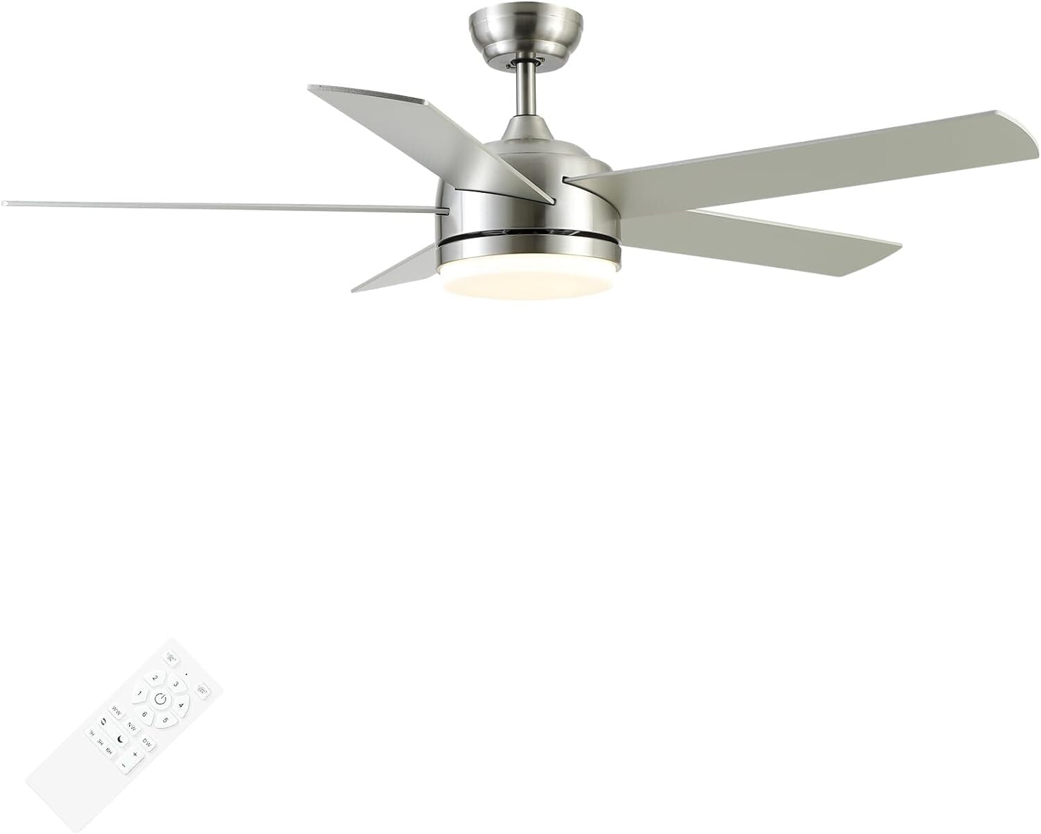 52-Inch Adjustable Ceiling Fan LED Light, 3 Color Temperatures & Remote Control