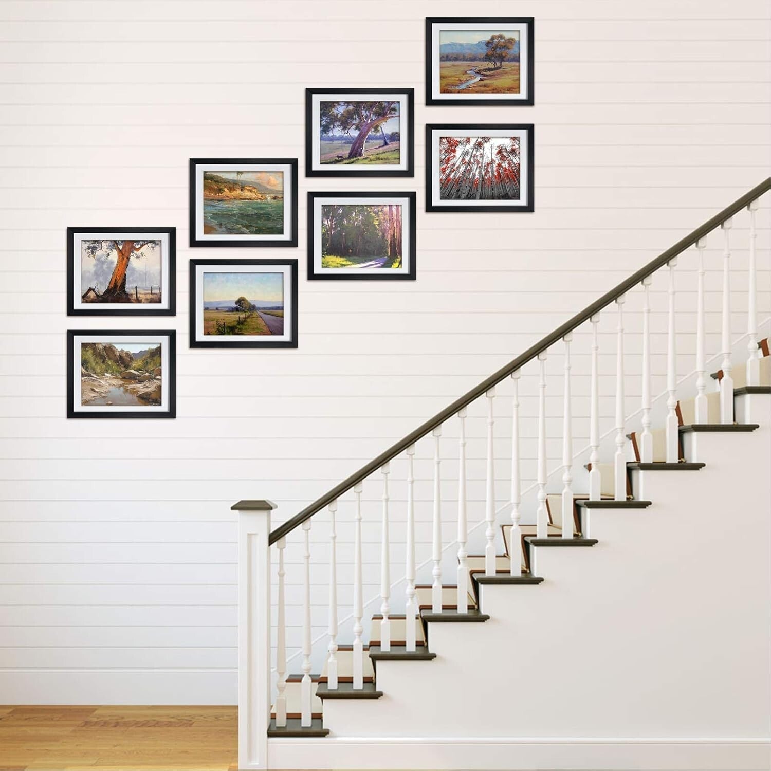 Durable Black 8x10 Picture Frames | Set of 8 with Mat for Wall/Table Display