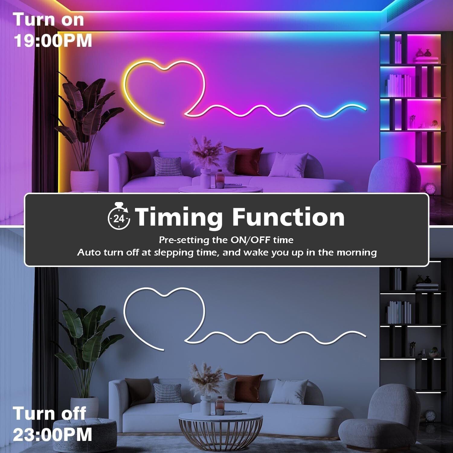 Eco-Friendly 100FT RGB Neon Lights - App & Remote Control with Music Sync