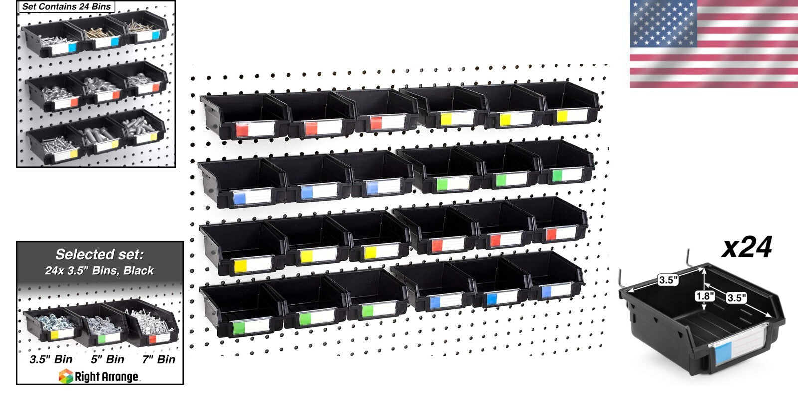 Efficient 24-Pack Heavy Duty Bins for Pegboards - Organize Your Workspace