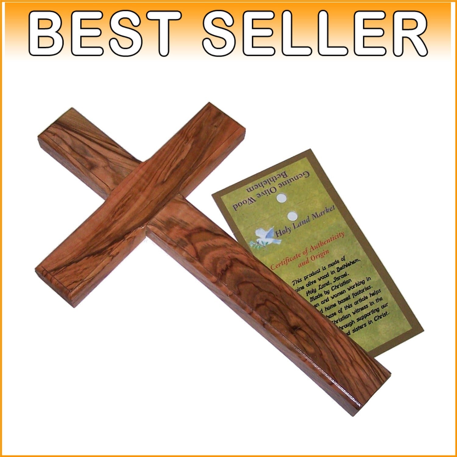 Hand-Carved Olive Wood Cross from Bethlehem - Unique Spiritual Wall Decor