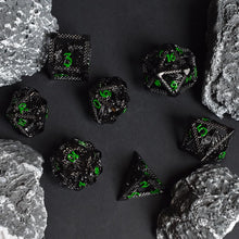 Load image into Gallery viewer, Fantasy-Inspired 7pc Metal Dice Set - Lightweight &amp; Attractive for Gamers