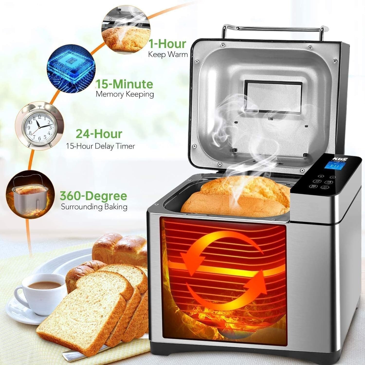 Intelligent 17-in-1 Bread Machine with Automatic Nut Dispenser & Keep Warm
