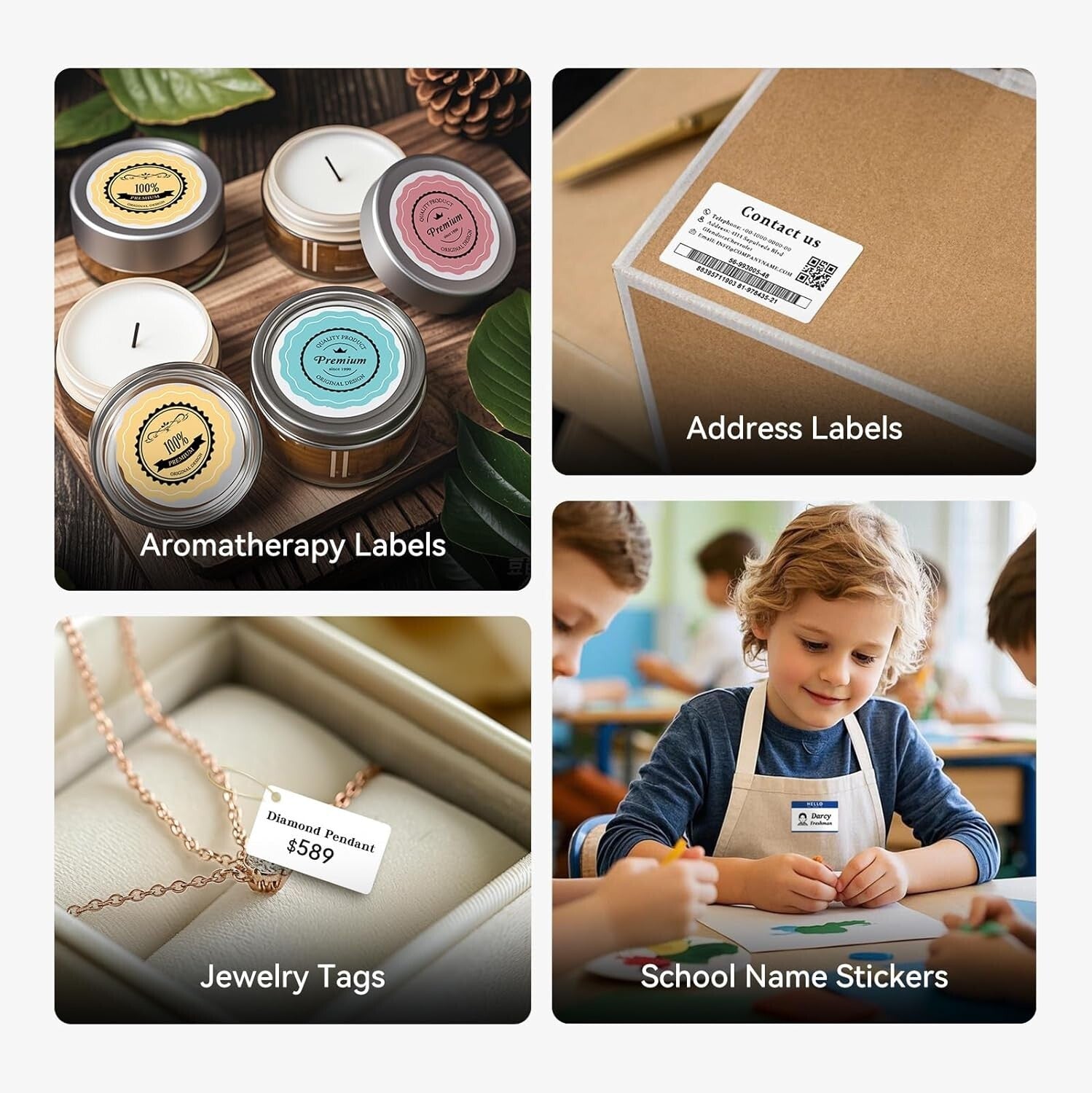 Efficient Gray-White Label Maker with Bluetooth & USB - Ideal for Small Business