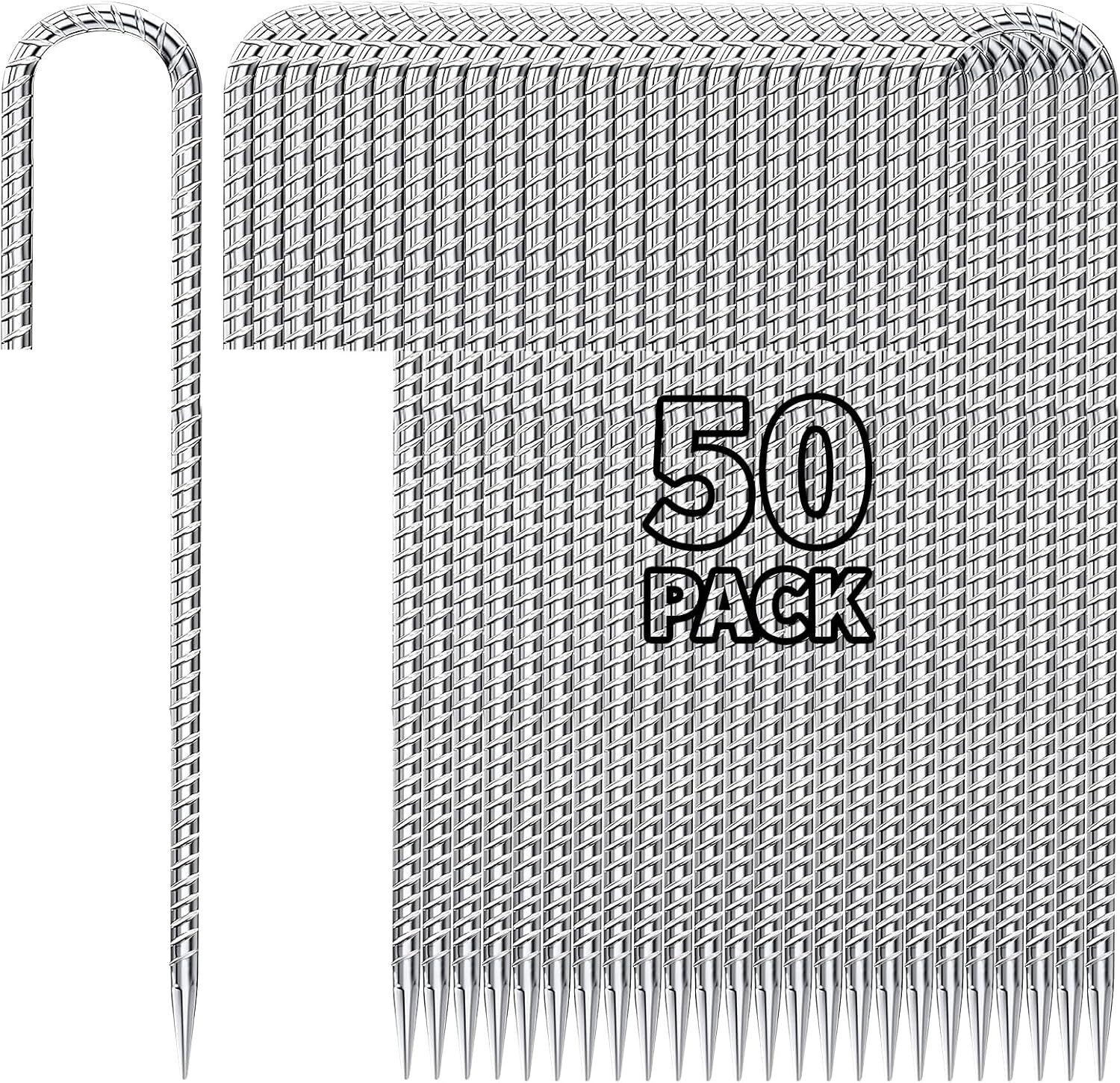 Durable 12-Inch galvanized Practical Stakes - 50 Pack for Landscape and Events