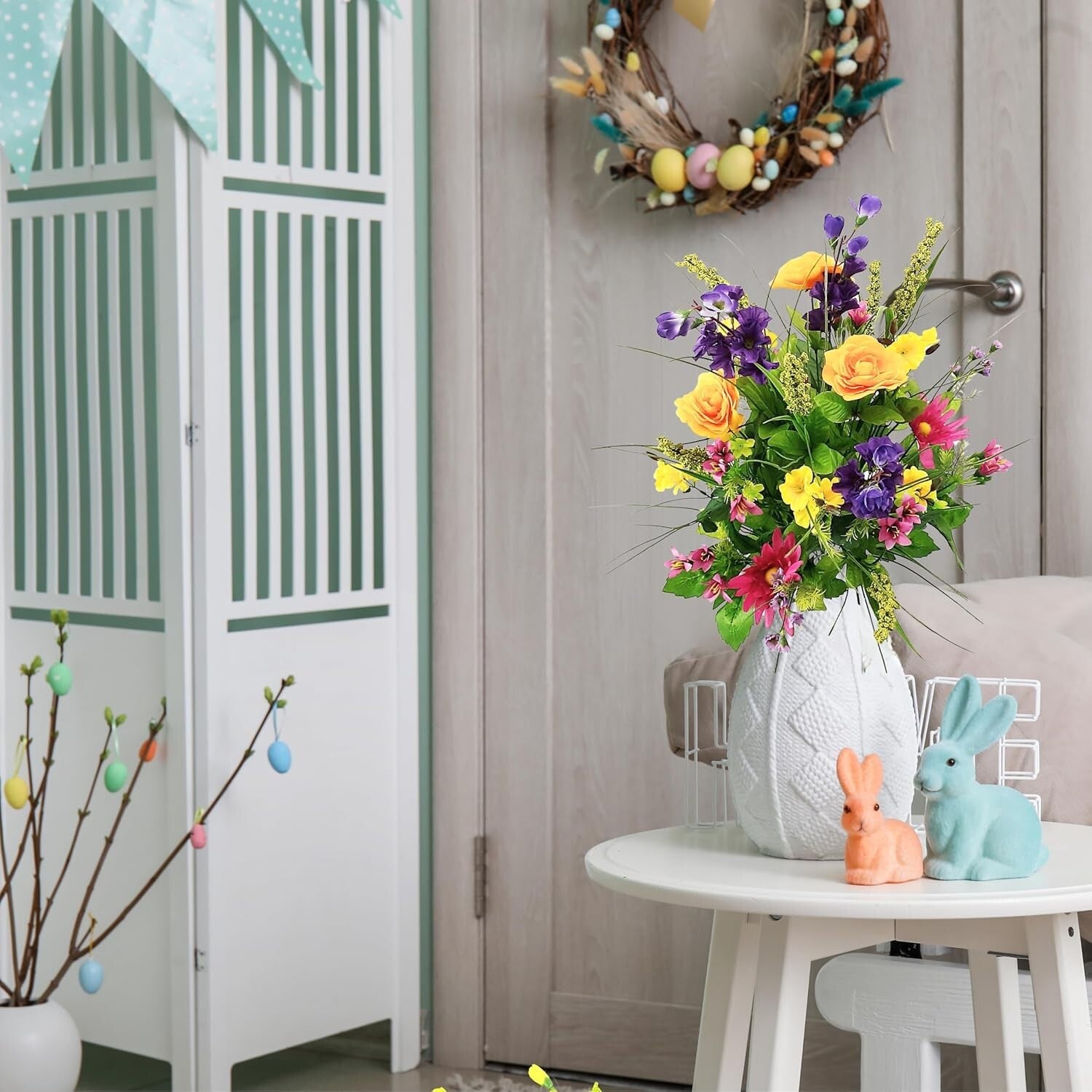 Elegant Spring Faux Flower Bouquet - 2pc Dahlia, Morning Glory & Ranunculus Mix