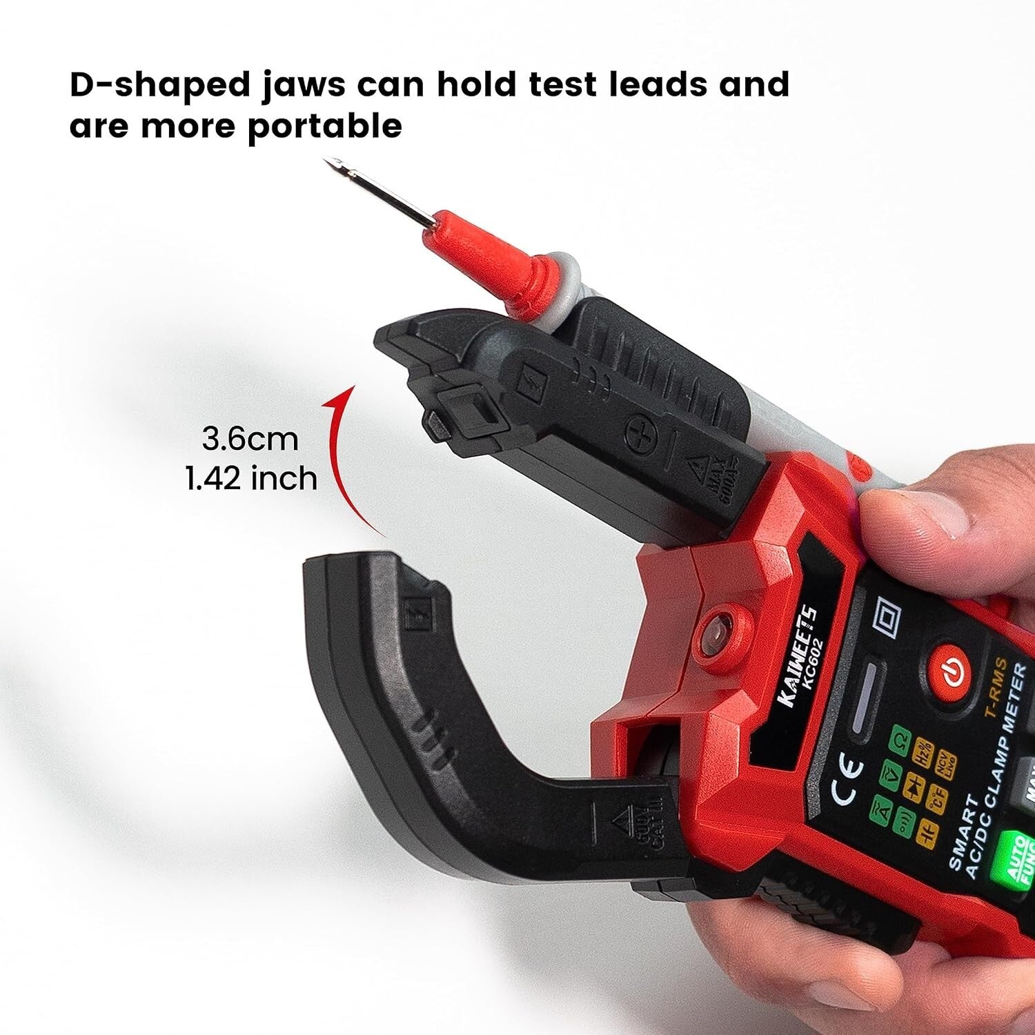 Battery-Powered Clamp Multimeter with Temperature Measurement & Safety Features