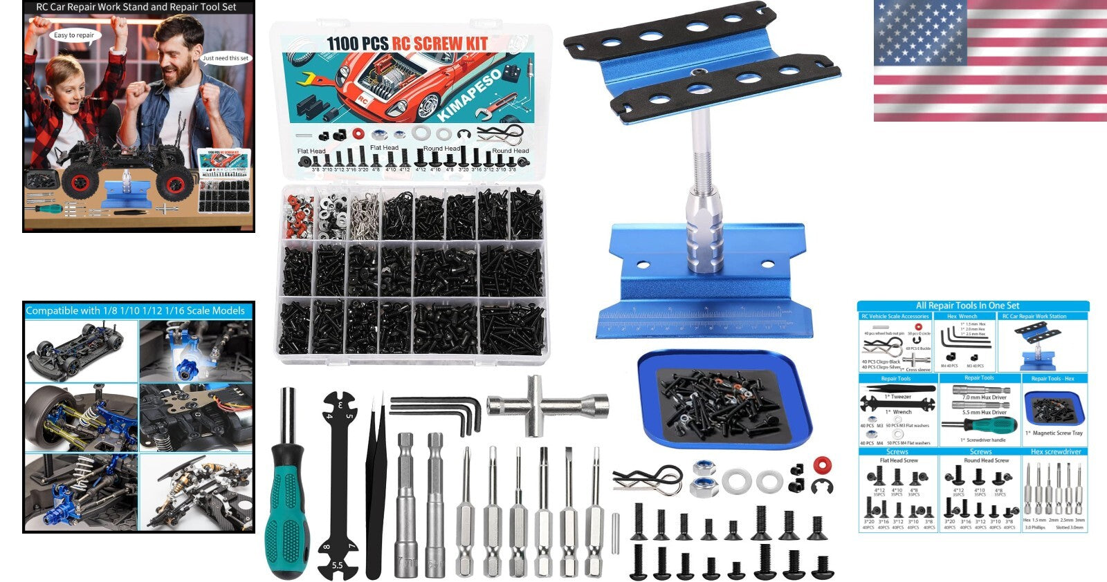 Durable Aluminum Work Stand and 1100 RC Screws for Easy Repairs & Customization