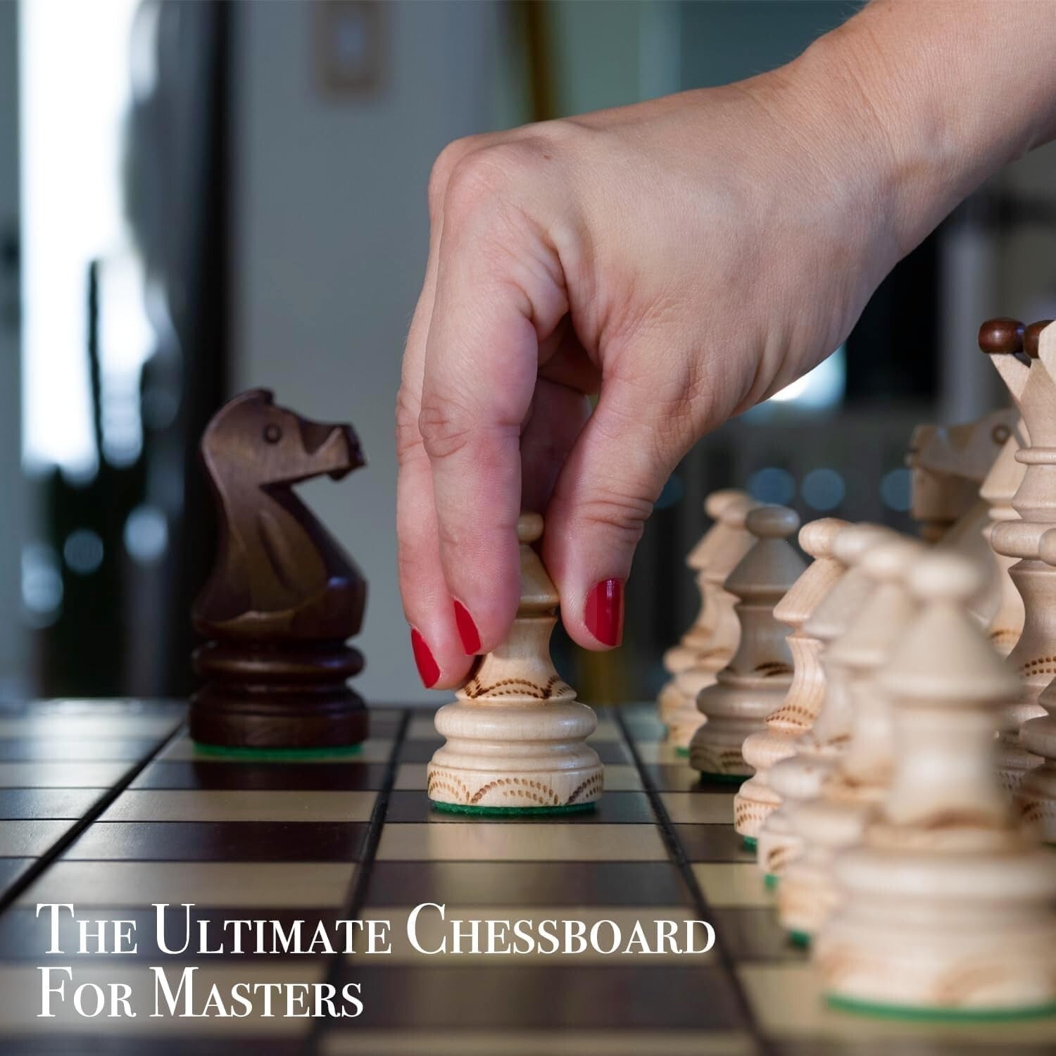 Exquisite 21-Inch Beech and Birch Wood Chess Set - Perfect Gift for Enthusiasts