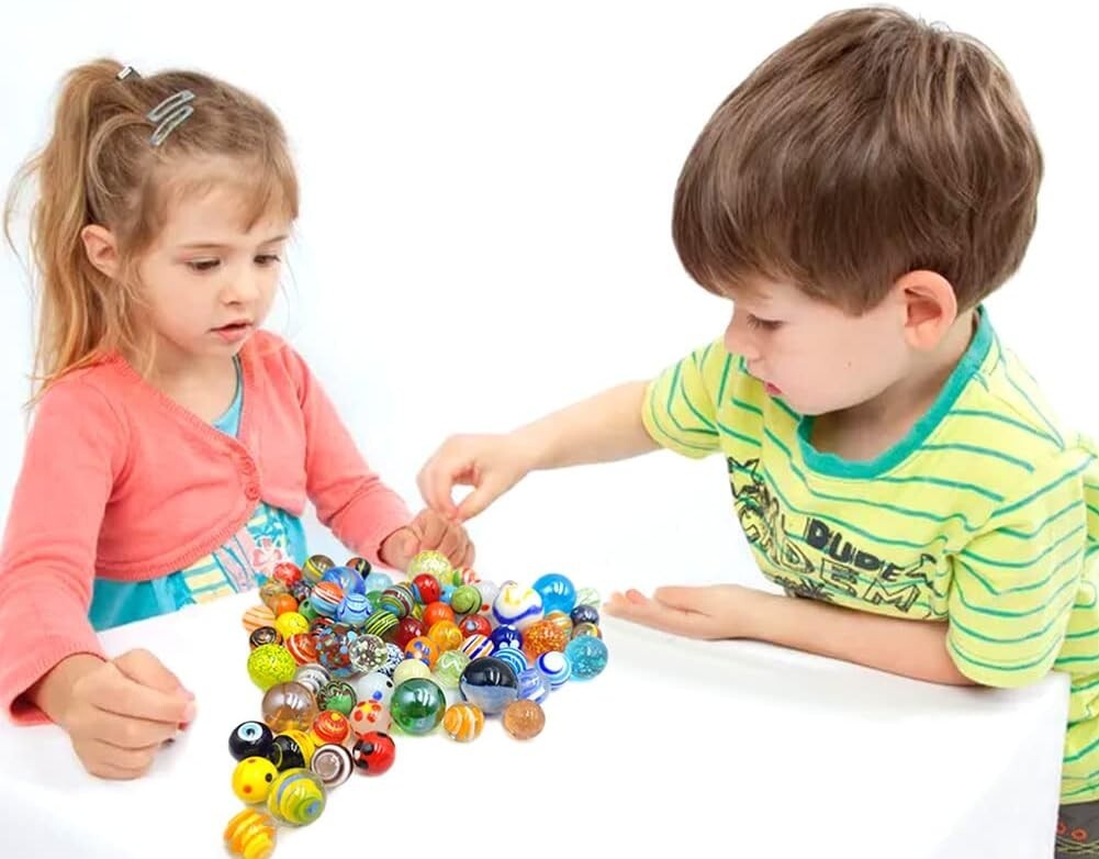 Assorted 71pcs Glass Marbles with 3 Glow-in-the-Dark - Fun for Kids & Collectors