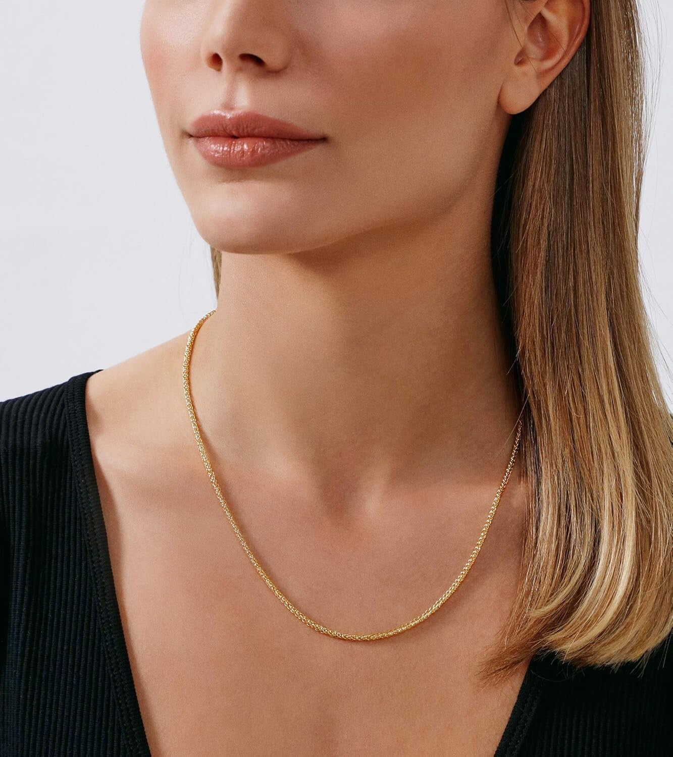 Stylish 14K Solid Yellow Gold Filled Wheat Chain Necklace – Perfect Gift