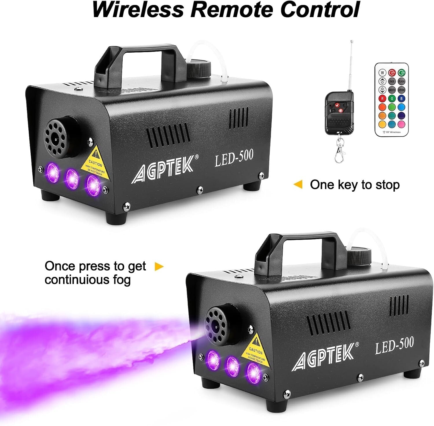 Automatic Spray Smoke Machine with Colorful LED Effects and Remote Control