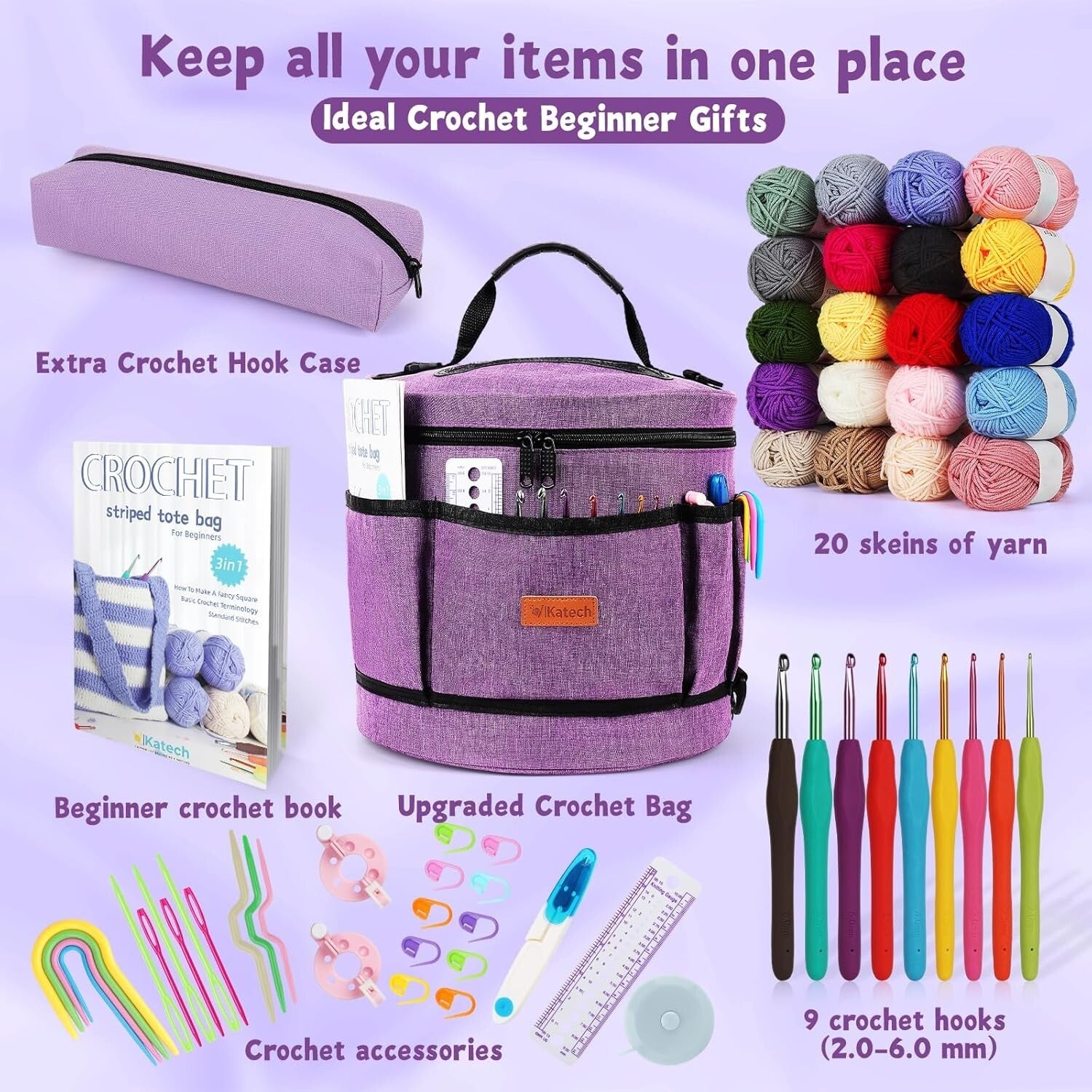 All-in-One Beginner Crochet Kit for Adults and Kids - Complete Crochet Supplies
