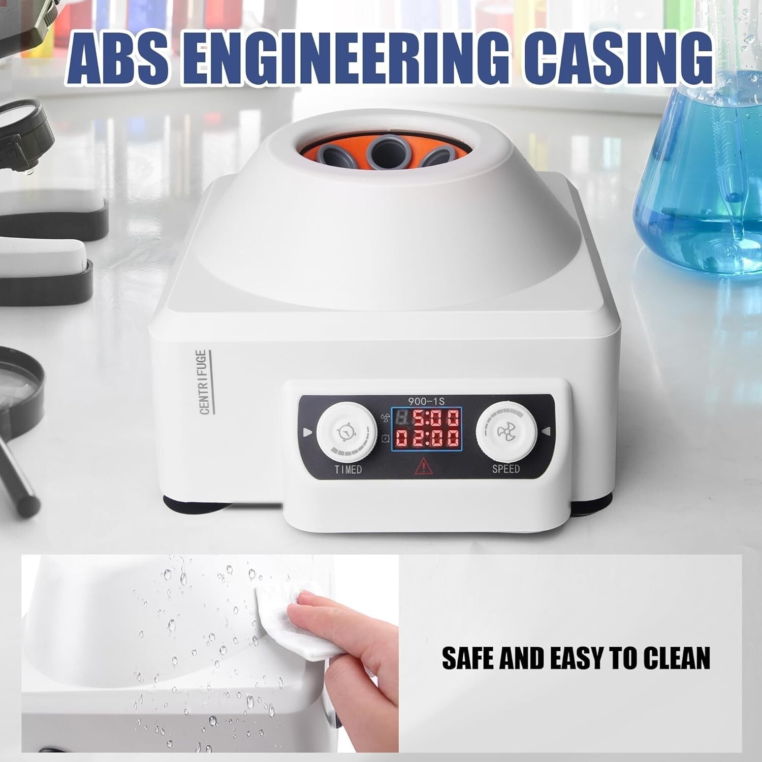 Compact Laboratory Centrifuge - 6x10ml with Digital LCD Timer & Safety Features