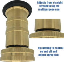 Load image into Gallery viewer, 1-1/2" NST/NH Brass Fire Hose Spray Nozzle - Durable Adjustable Jet Fog Nozzle