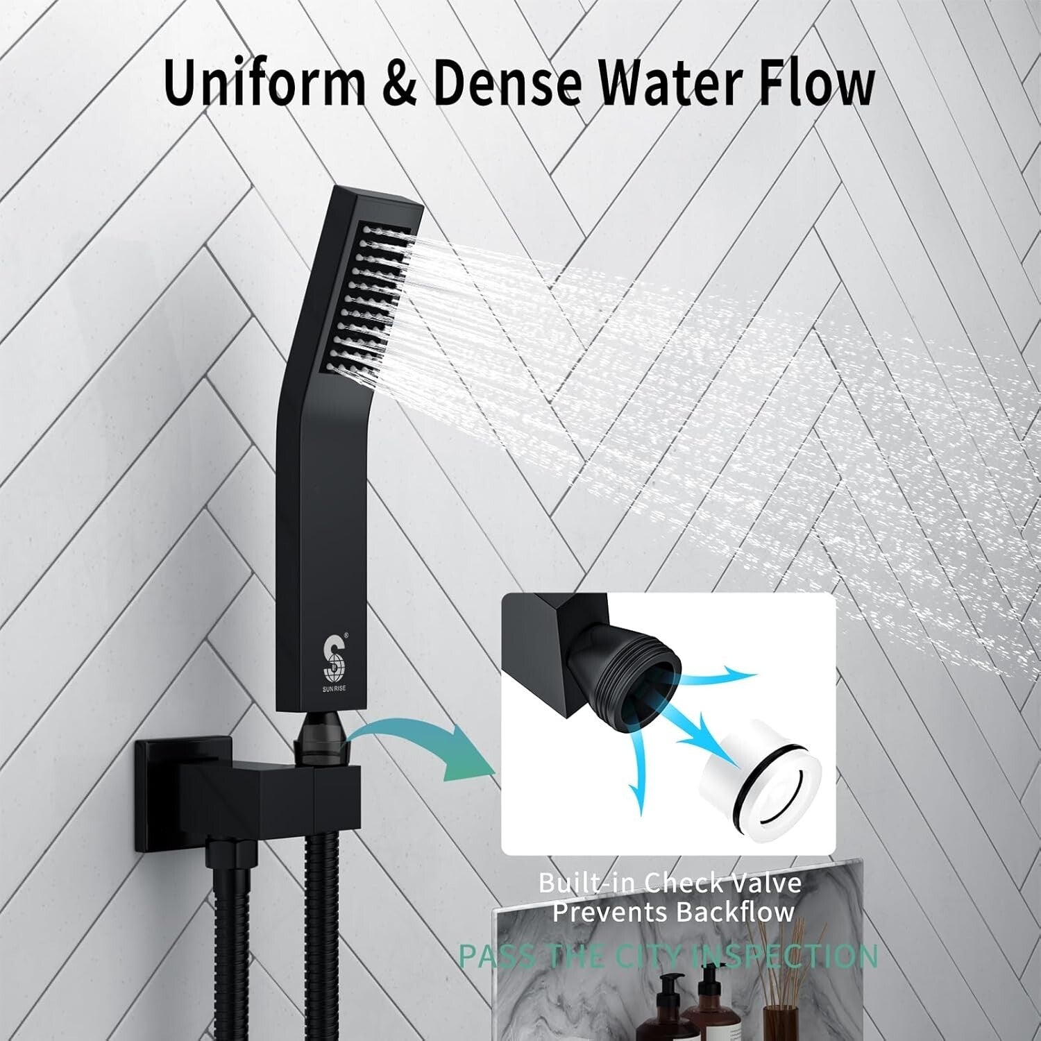 Matte Black Luxury Shower Faucet Set - 12 Inch Rain Shower Head with Trim Kit