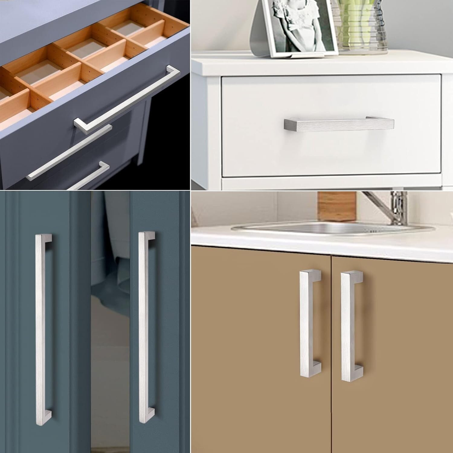 Durable 5-Inch Hole Center Stainless Steel Handles - 20 Count Brushed Finish