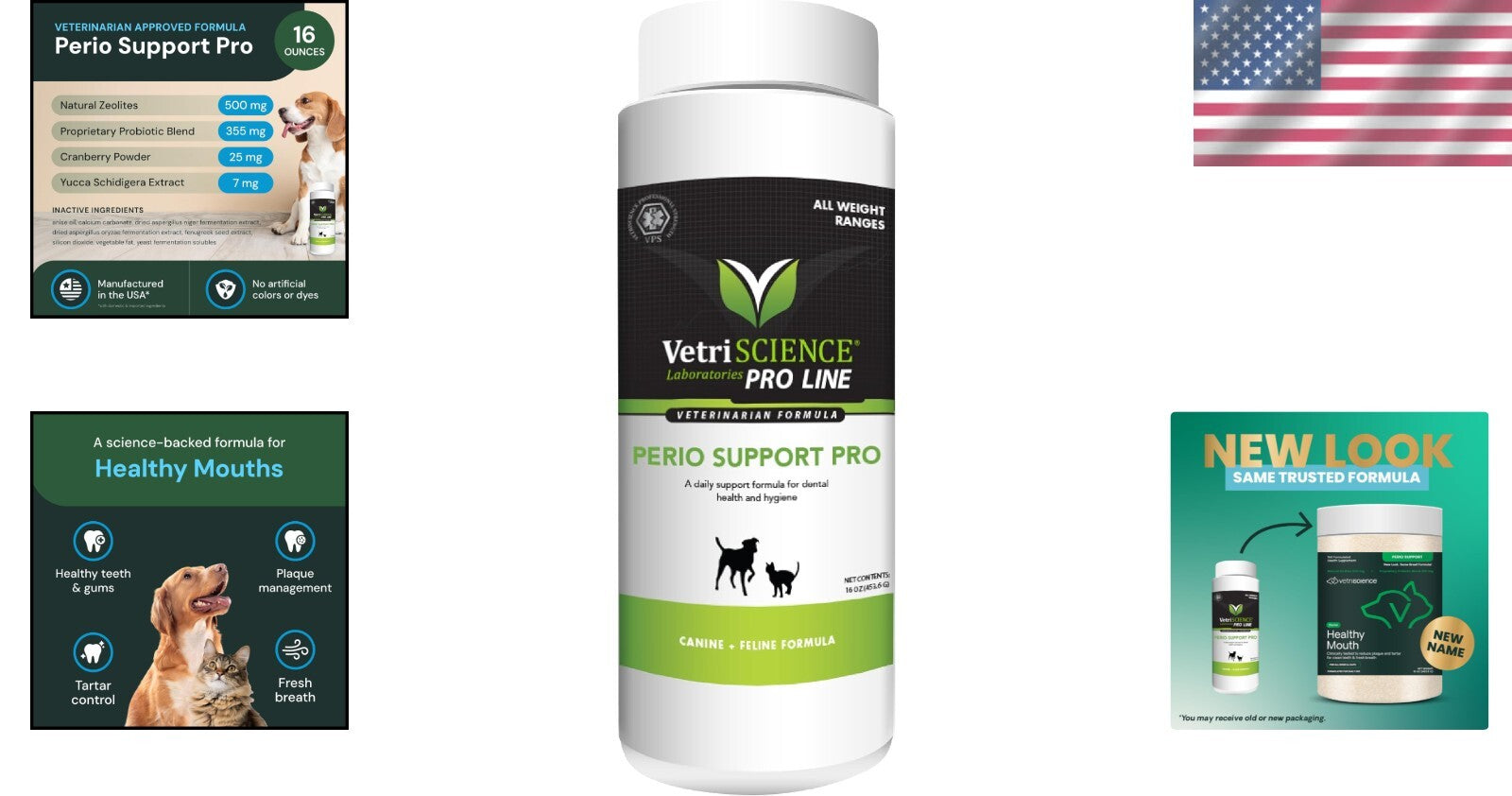 Perio Support Pro - Natural Dental Care Powder for Medium & Large Dogs and Cats