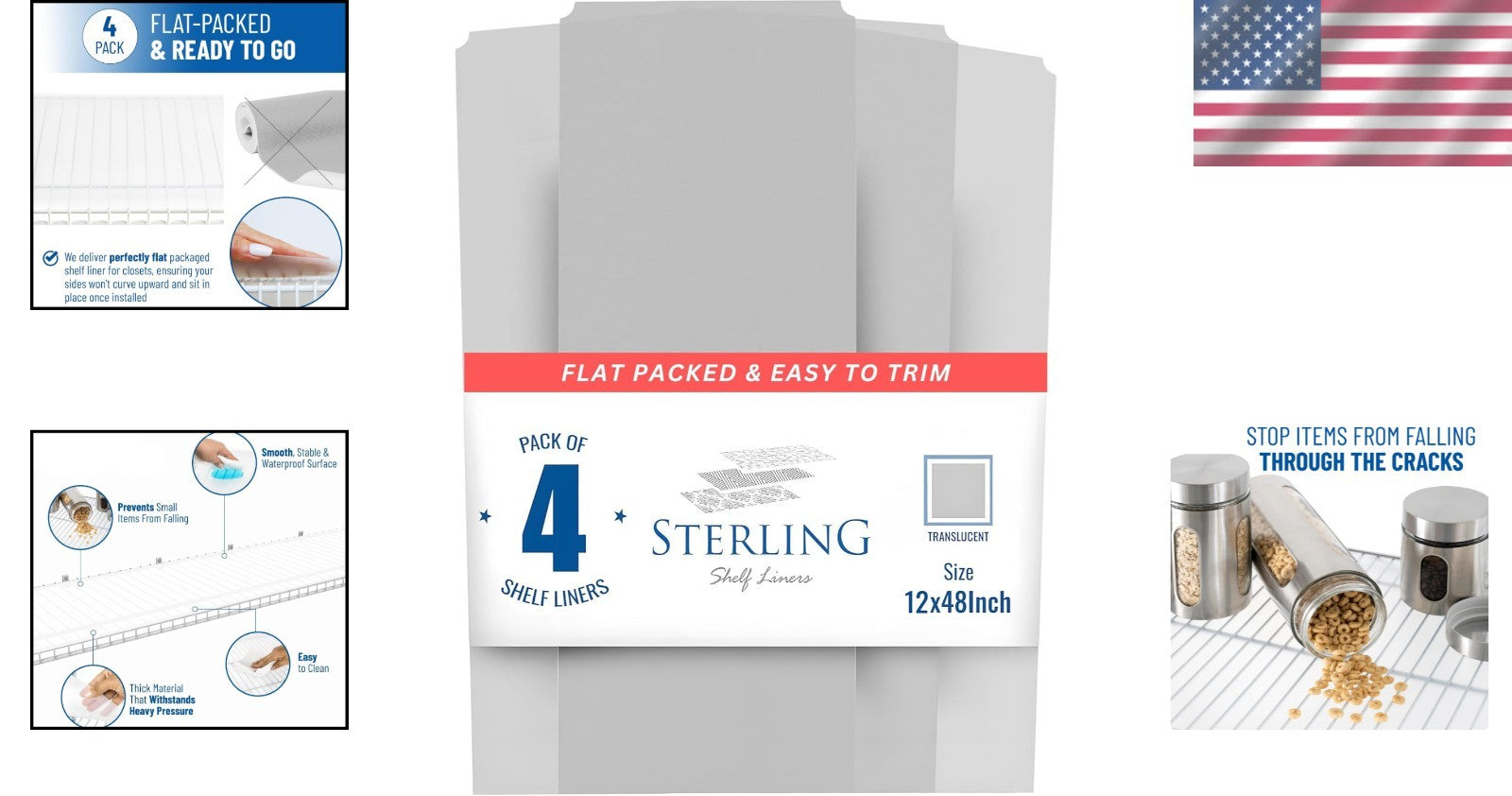 Flat Packed Wire Shelf Liners 12x48 - Protect and Organize Your Pantry Easily