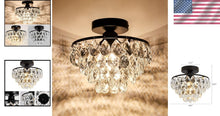 Load image into Gallery viewer, Small Modern Crystal Ceiling Light Chandelier for Hallway &amp; Bedroom Elegance