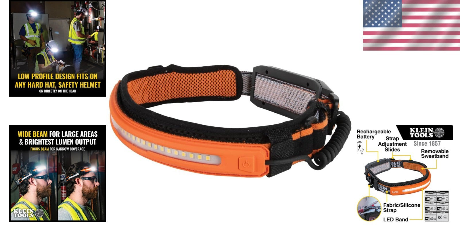 575 Lumens USB-C Rechargeable Headlamp with Adjustable Focus for Work & Outdoors