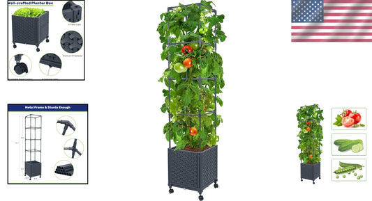 Mobile Raised Garden Bed with Trellis: Perfect for Climbing Vegetables & Flowers