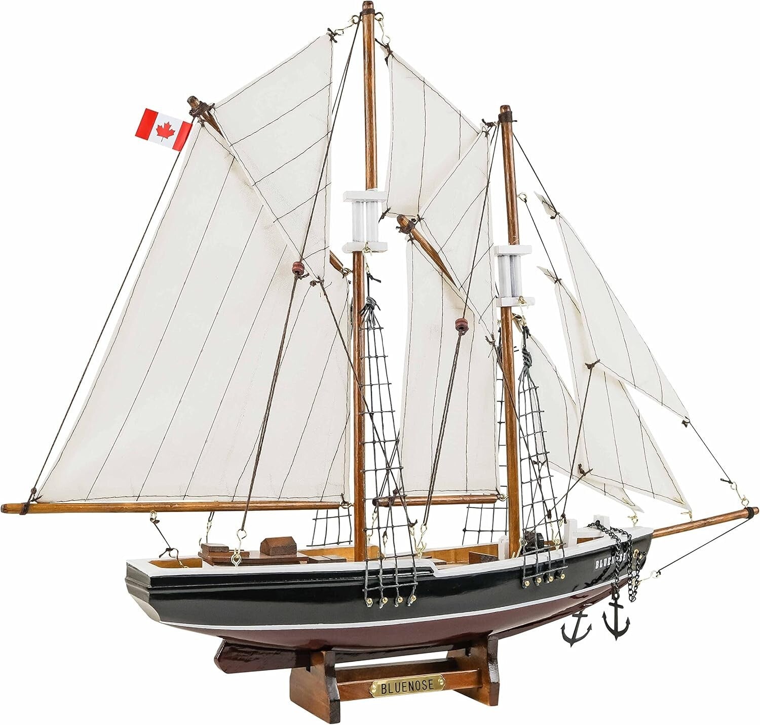 Timeless Black & Red Bluenose Wooden Schooner Model - Perfect Nautical Gift