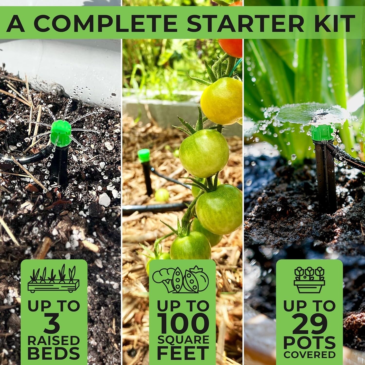 Adjustable Drip Irrigation System for Raised Beds and Greenhouses - Easy Setup!