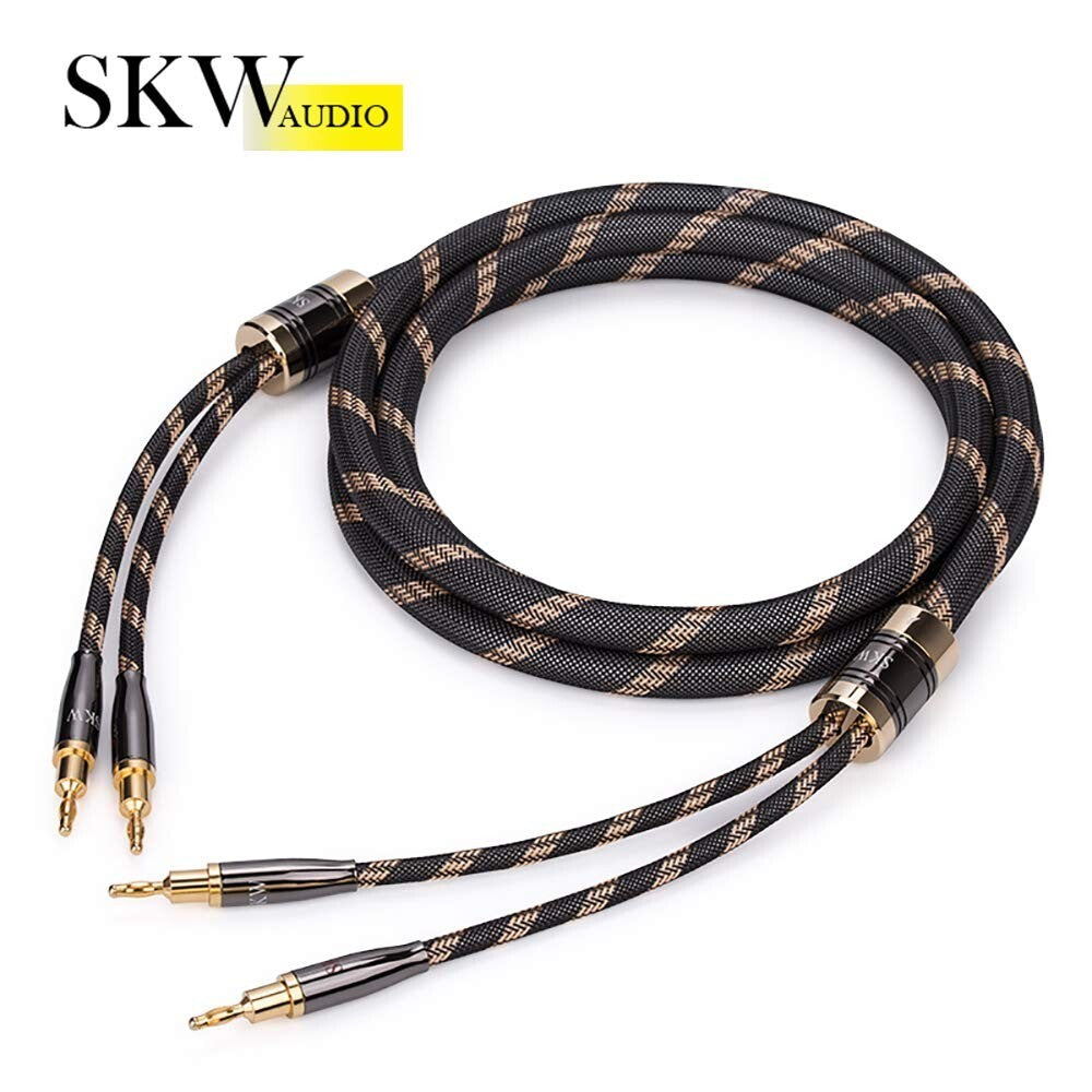 High-Purity Copper Speaker Cable 4.9ft with Gold-Plated Banana & Spade Plugs