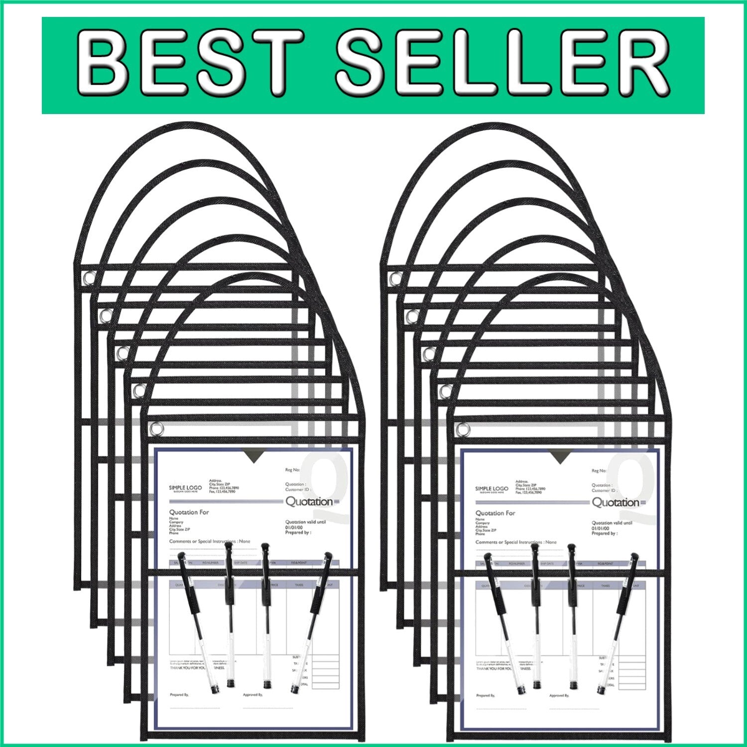 Clear 9x12 Work Order Plastic Sleeves with Grommet - 30 Pack for Easy Display