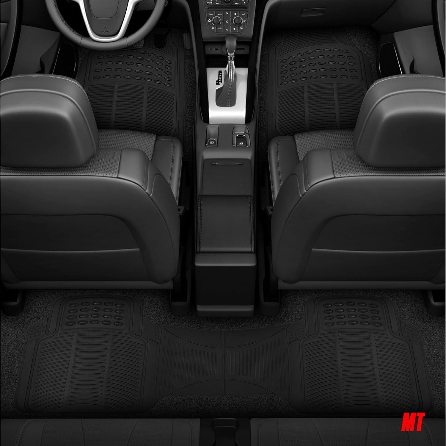 Custom Trim-to-Fit Black Rubber Floor Mats for Cars, SUVs & Trucks – 4 Piece Set