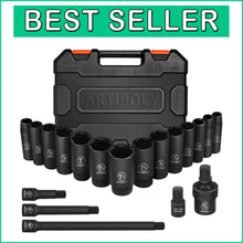 Load image into Gallery viewer, High-Quality 19-Piece Chrome Vanadium SAE Deep Impact Socket Set with Adapters