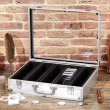 Load image into Gallery viewer, Lightweight Aluminum Coin Storage Box - Collectors' 100-Slab Holder in Silver
