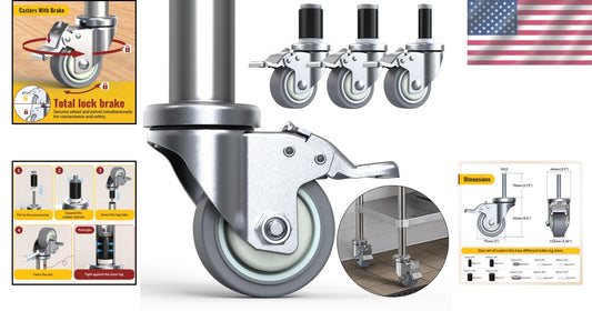 Heavy Duty Adjustable Caster Wheels 4-Pack - Locking Swivel Design for Stability