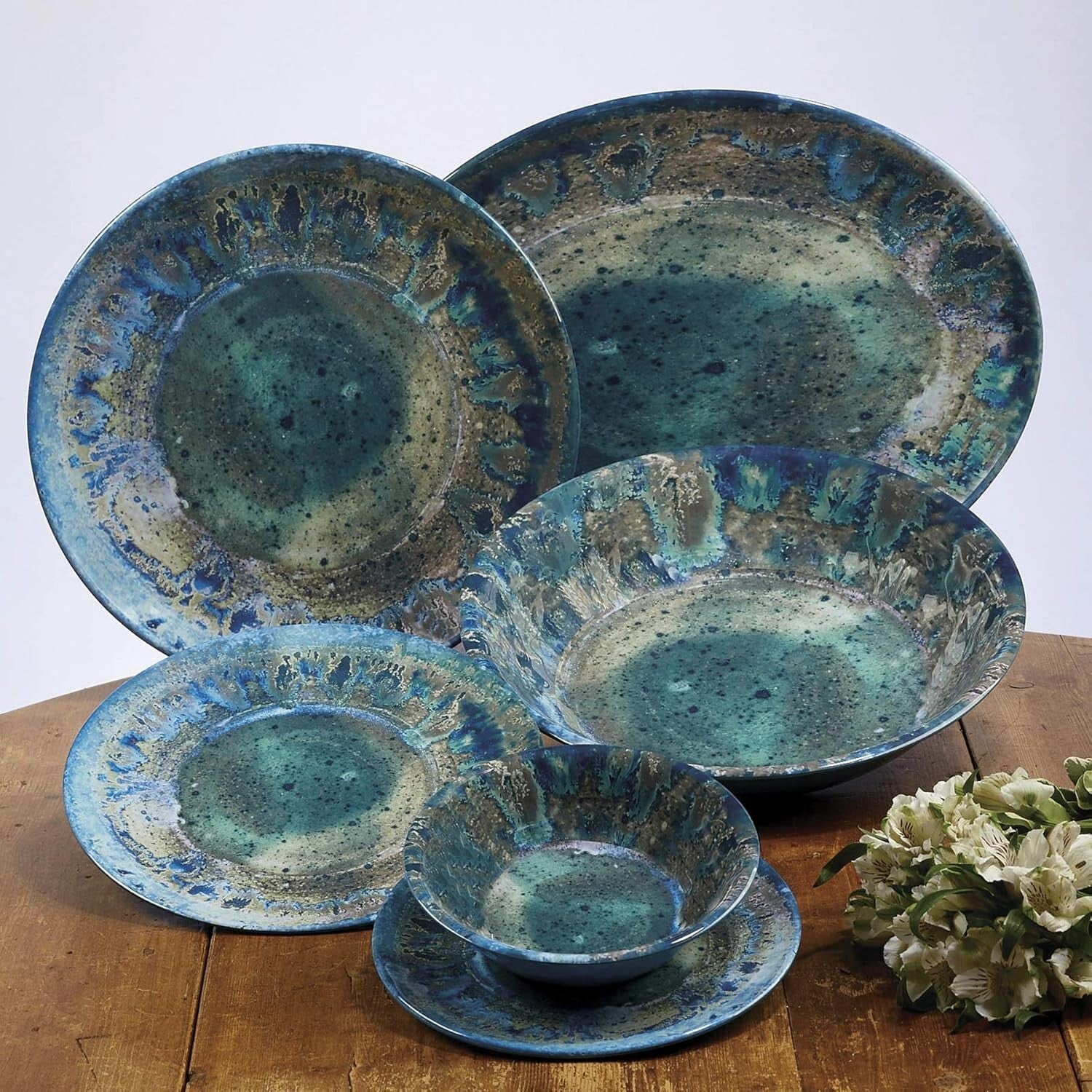 Elegant 11" Teal Melamine Dinner Plates - Shatterproof Set for Stylish Serving