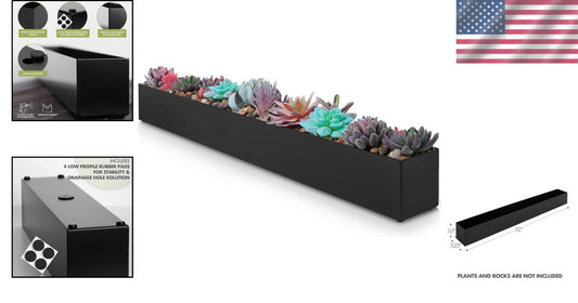 Durable 32" Rectangular Stainless Steel Planter - Versatile Indoor Decor