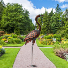 Load image into Gallery viewer, Handcrafted Bronze Crane Statue - Elegant Outdoor Garden Art for All Seasons