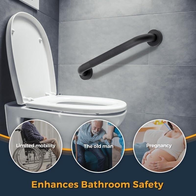 Wall-Mounted Bathroom Grab Bars - Durable 32-Inch Anti-Slip Safety Solution