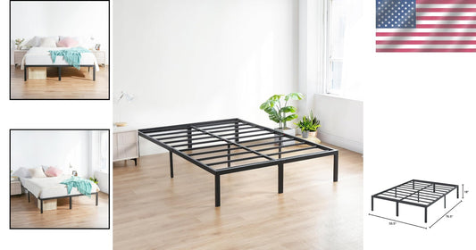 Elegant Black Full-Size Bed Frame - 18-Inch, Easy Assembly, No Box Spring Needed