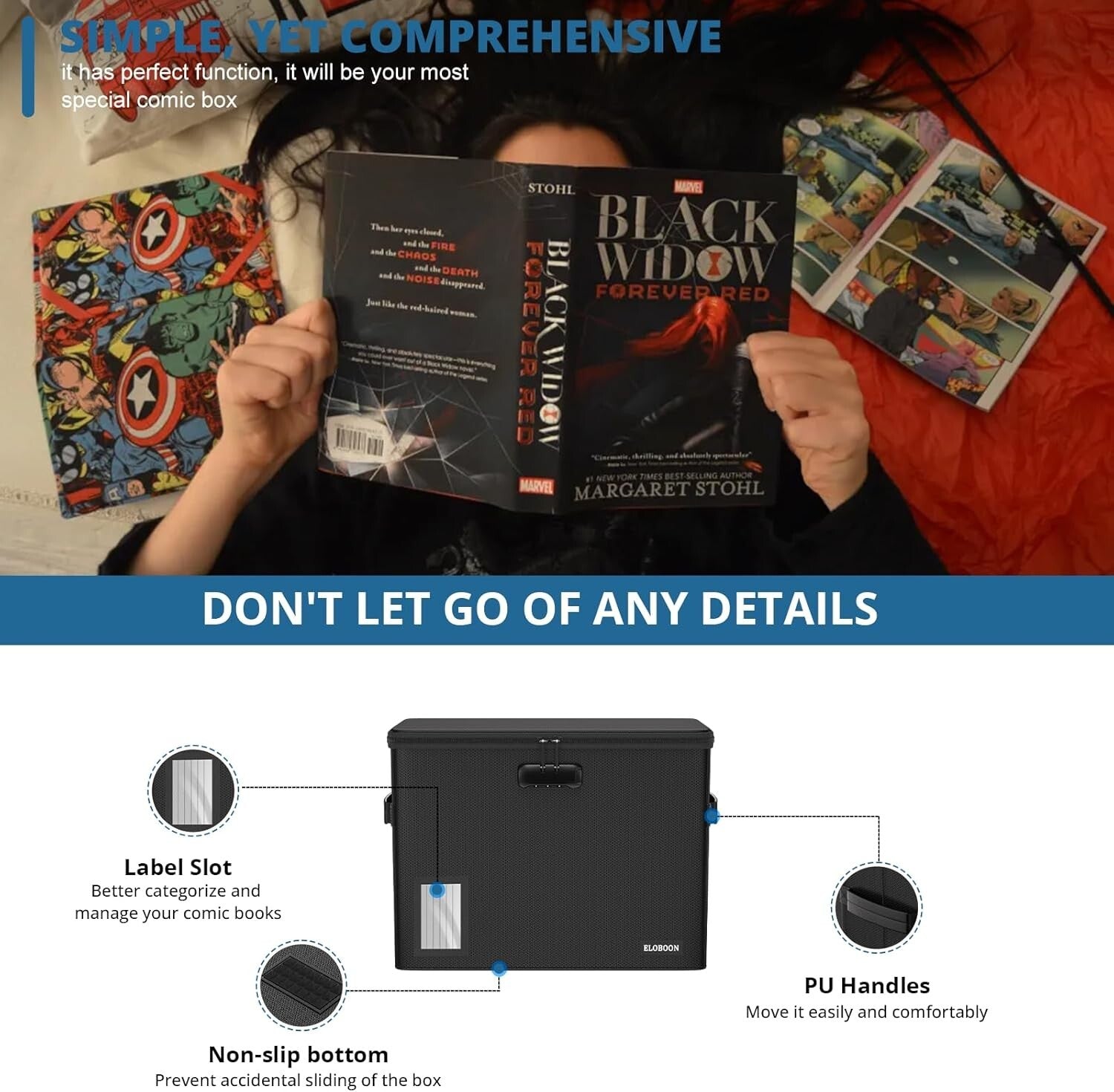 Fireproof Comic Book Storage Box for 300-350 Comics - Moistureproof & Stackable