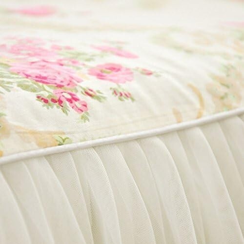 Chic Full Bed Skirt with 18 Inch Drop - Ruffled Cotton Lace & Floral Design