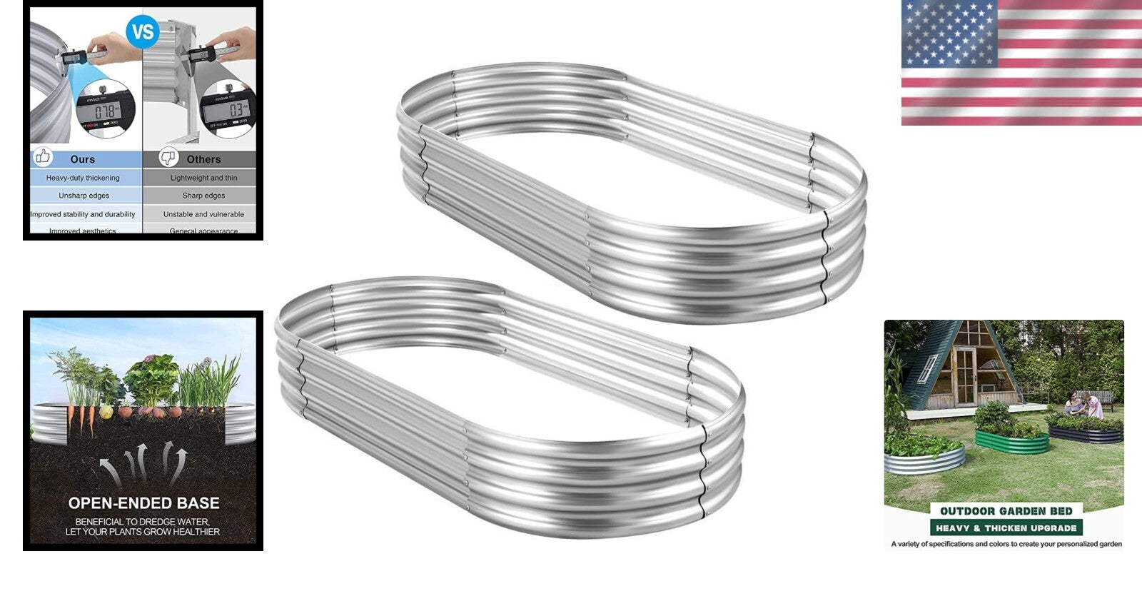 Large Capacity 2-Piece Galvanized Planter Box Set - Ideal for Vegetable Gardens