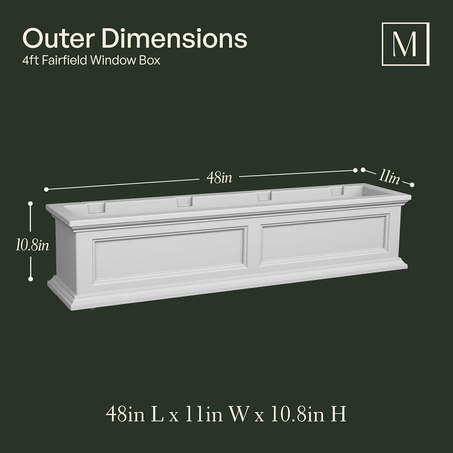 Versatile 4ft Self-Watering Planter Box - Matte White with Wall Mount Brackets