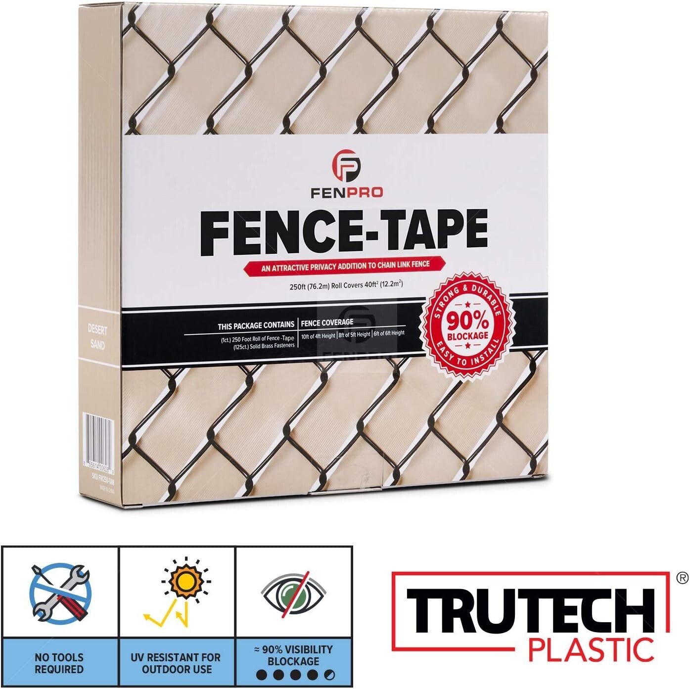 250ft Desert Tan Privacy Tape for Chain Link Fences - Ideal for Outdoor Privacy