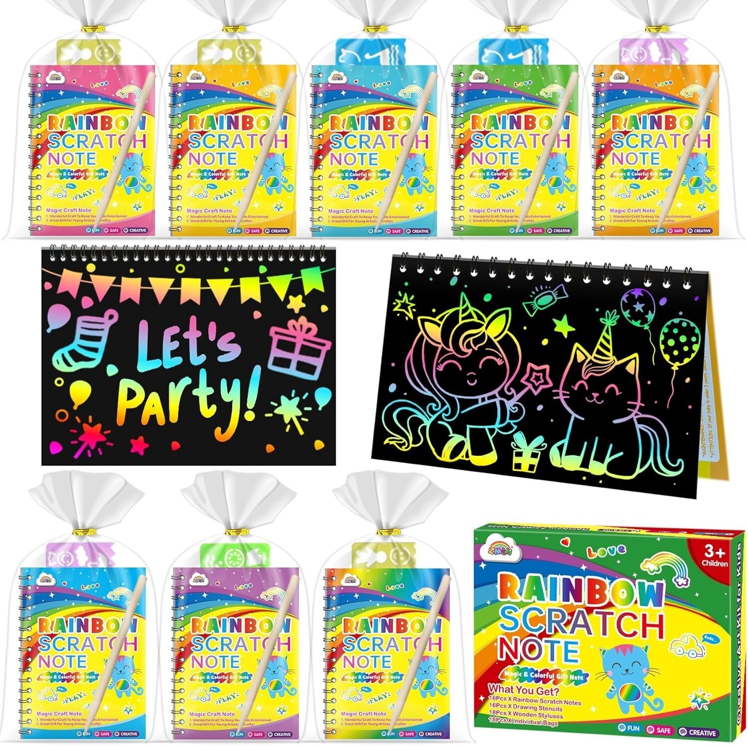 Fun Scratch Art Notebooks - 48 Pack Birthday Favors for Kids Ages 3-12