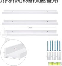 Load image into Gallery viewer, Versatile 24" White Wall-Mounted Shelves - Modern Storage for Kids &amp; Adults